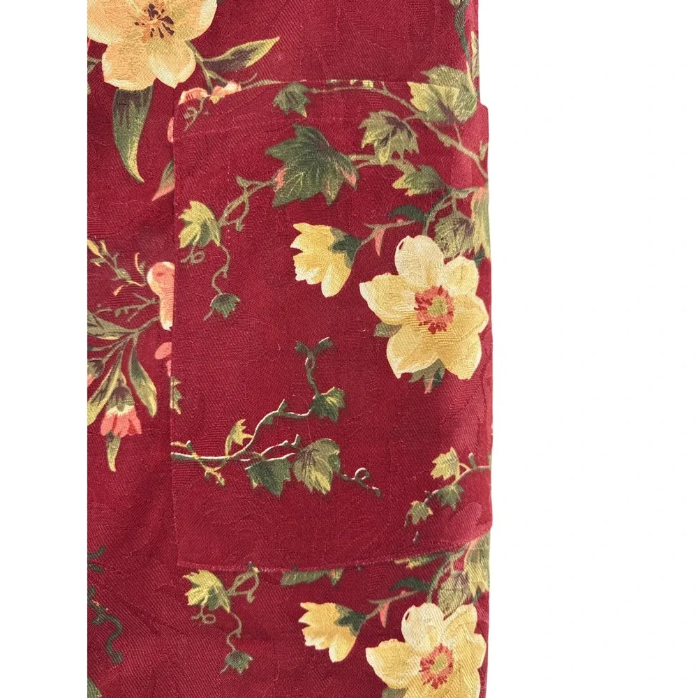 Montague Linens‎ Burgundy Grape Floral Half Apron 100% Cotton Made in USA NWT